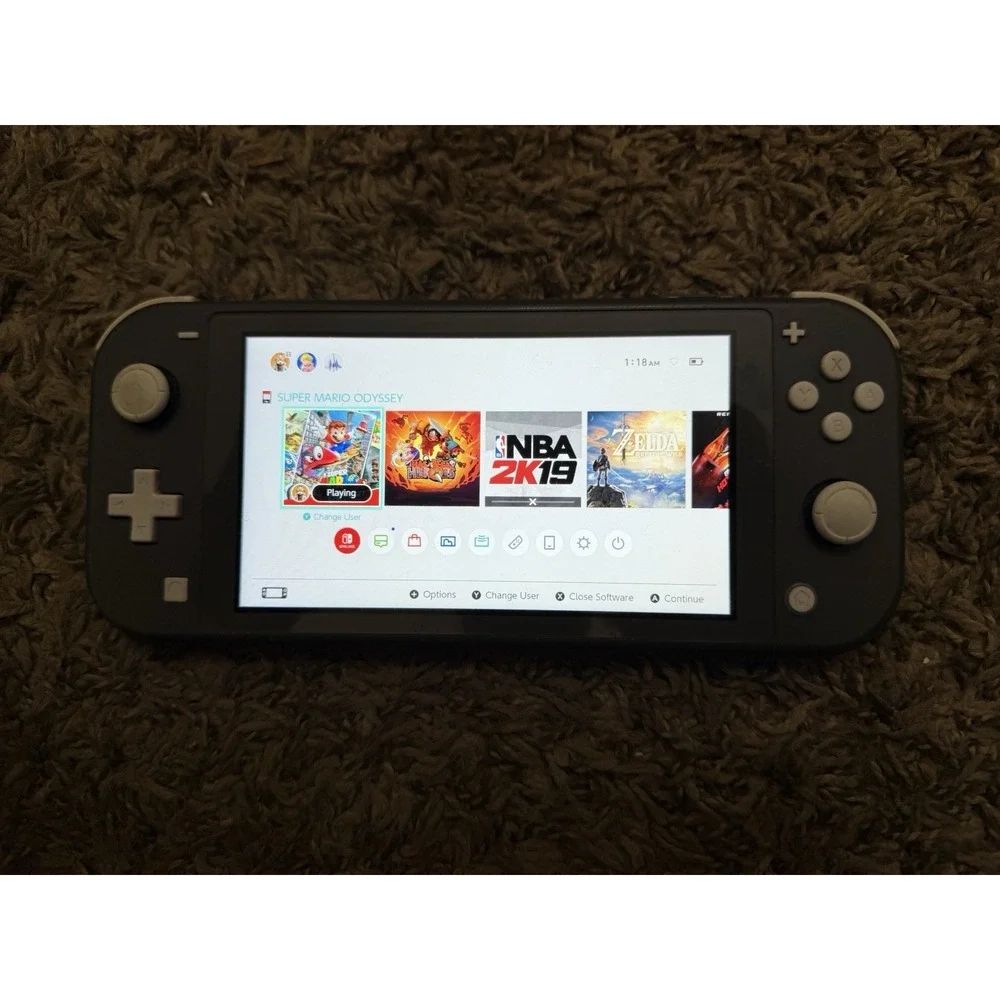 Nintendo Switch Lite Gray 32GB 720p 2019 HDH-001 With Mario Odyssey Game